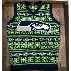 NFL team apparel Seattle Seahawks Christmas sweater vest L Men's Large